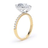 Goldsmiths 18ct Yellow Gold and Platinum 2.70cttw Pear Cut Lab Grown Diamond Set Shoulder Solitaire Engagement Ring - Ring Size H