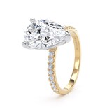 Goldsmiths 18ct Yellow Gold and Platinum 2.70cttw Pear Cut Lab Grown Diamond Set Shoulder Solitaire Engagement Ring - Ring Size H