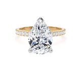 Goldsmiths 18ct Yellow Gold and Platinum 3.25cttw Pear Cut Lab Grown Diamond Set Shoulder Solitaire Engagement Ring - Ring Size K