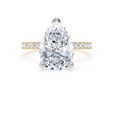 Goldsmiths 18ct Yellow Gold and Platinum 3.25cttw Pear Cut Lab Grown Diamond Set Shoulder Solitaire Engagement Ring - Ring Size K