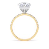 Goldsmiths 18ct Yellow Gold and Platinum 3.25cttw Pear Cut Lab Grown Diamond Set Shoulder Solitaire Engagement Ring - Ring Size K