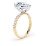 Goldsmiths 18ct Yellow Gold and Platinum 3.25cttw Pear Cut Lab Grown Diamond Set Shoulder Solitaire Engagement Ring - Ring Size K