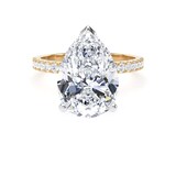 Goldsmiths 18ct Yellow Gold and Platinum 4.25cttw Pear Cut Lab Grown Diamond Set Shoulder Solitaire Engagement Ring - Ring Size L.5