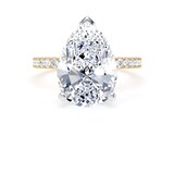Goldsmiths 18ct Yellow Gold and Platinum 4.25cttw Pear Cut Lab Grown Diamond Set Shoulder Solitaire Engagement Ring - Ring Size L.5