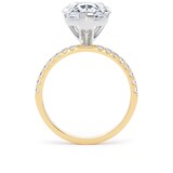 Goldsmiths 18ct Yellow Gold and Platinum 4.25cttw Pear Cut Lab Grown Diamond Set Shoulder Solitaire Engagement Ring - Ring Size L.5
