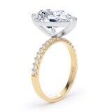 Goldsmiths 18ct Yellow Gold and Platinum 4.25cttw Pear Cut Lab Grown Diamond Set Shoulder Solitaire Engagement Ring - Ring Size L.5
