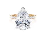 Goldsmiths 18ct Yellow Gold and Platinum 5.25cttw Pear Cut Lab Grown Diamond Set Shoulder Solitaire Engagement Ring - Ring Size H.5