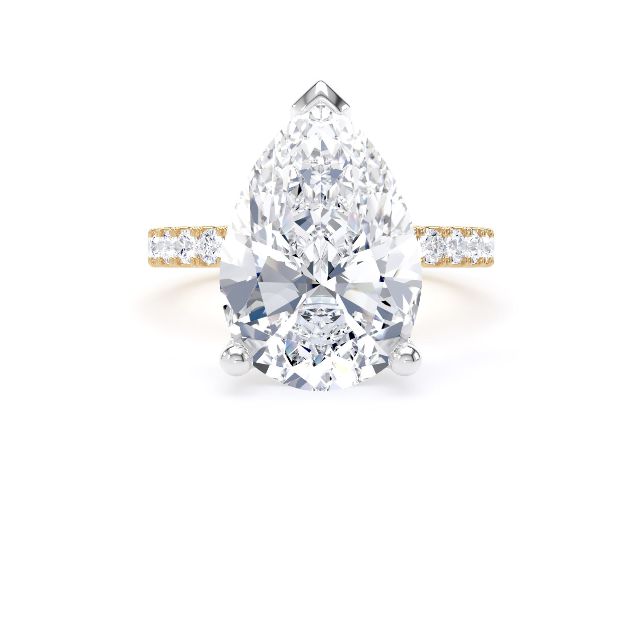 Goldsmiths 18ct Yellow Gold and Platinum 5.25cttw Pear Cut Lab Grown Diamond Set Shoulder Solitaire Engagement Ring - Ring Size M.5 Goldsmiths 18ct Yellow Gold and Platinum 5.25cttw Pear Cut Lab Grown Diamond Set Shoulder Solitaire Engagement Ring - Ring Size M.5