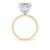 Goldsmiths 18ct Yellow Gold and Platinum 5.25cttw Pear Cut Lab Grown Diamond Set Shoulder Solitaire Engagement Ring - Ring Size H.5