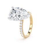 Goldsmiths 18ct Yellow Gold and Platinum 5.25cttw Pear Cut Lab Grown Diamond Set Shoulder Solitaire Engagement Ring - Ring Size H.5