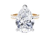 Goldsmiths 18ct Yellow Gold and Platinum 7.25cttw Pear Cut Lab Grown Diamond Set Shoulder Solitaire Engagement Ring - Ring Size S.5