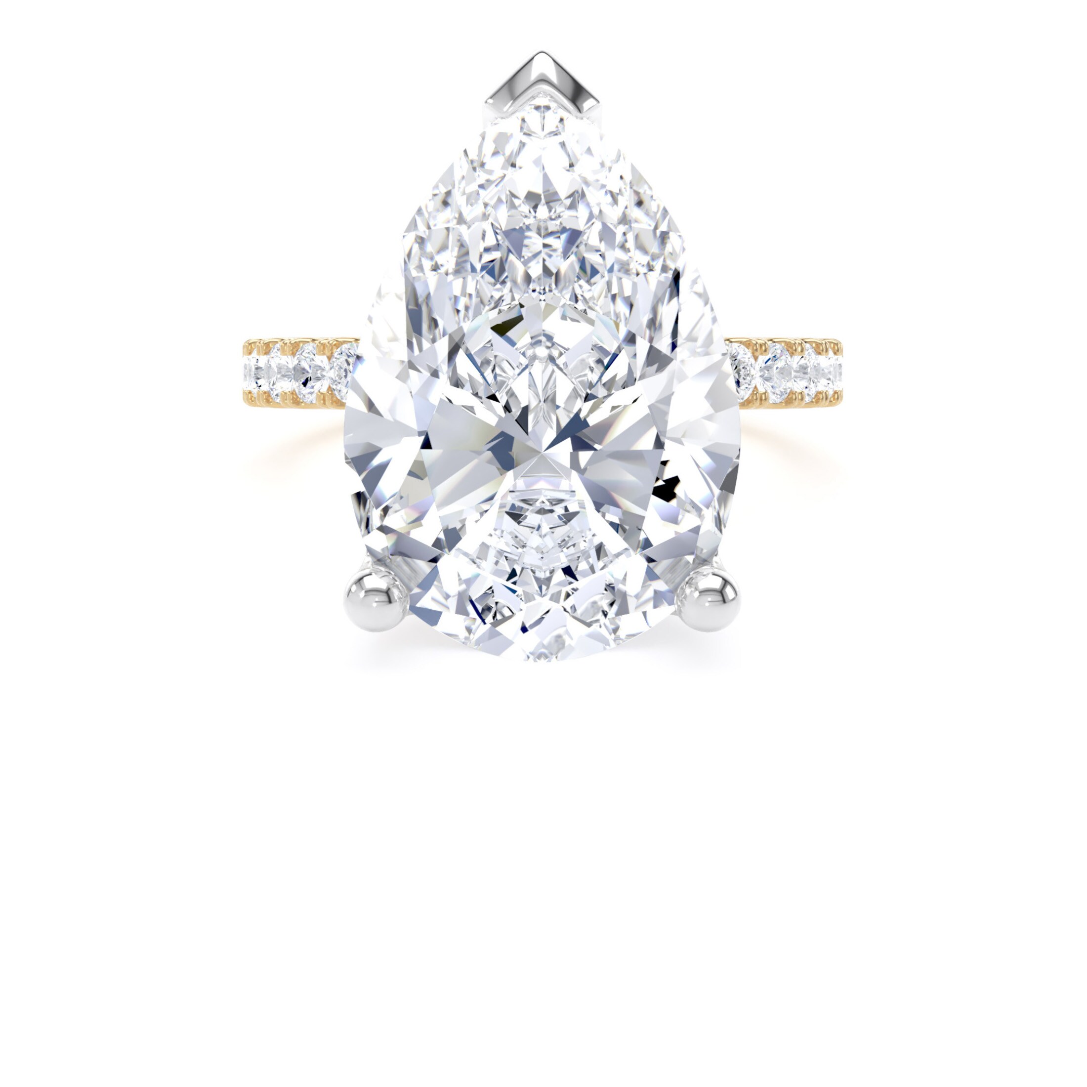 Goldsmiths 18ct Yellow Gold and Platinum 7.25cttw Pear Cut Lab Grown Diamond Set Shoulder Solitaire Engagement Ring - Ring Size L.5 Goldsmiths 18ct Yellow Gold and Platinum 7.25cttw Pear Cut Lab Grown Diamond Set Shoulder Solitaire Engagement Ring - Ring Size L.5