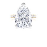 Goldsmiths 18ct Yellow Gold and Platinum 7.25cttw Pear Cut Lab Grown Diamond Set Shoulder Solitaire Engagement Ring - Ring Size S.5