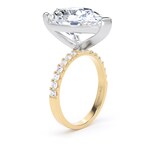 Goldsmiths 18ct Yellow Gold and Platinum 7.25cttw Pear Cut Lab Grown Diamond Set Shoulder Solitaire Engagement Ring - Ring Size S.5