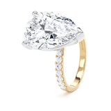 Goldsmiths 18ct Yellow Gold and Platinum 7.25cttw Pear Cut Lab Grown Diamond Set Shoulder Solitaire Engagement Ring - Ring Size S.5