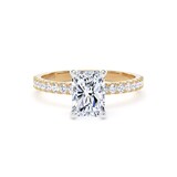Goldsmiths 18ct Yellow Gold and Platinum 1.70cttw Radiant Cut Lab Grown Diamond Set Shoulder Solitaire Engagement Ring - Ring Size X