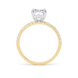 Goldsmiths 18ct Yellow Gold and Platinum 2.20cttw Radiant Cut Lab Grown Diamond Set Shoulder Solitaire Engagement Ring - Ring Size I