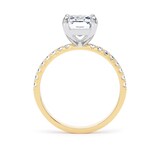 Goldsmiths 18ct Yellow Gold and Platinum 2.70cttw Radiant Cut Lab Grown Diamond Set Shoulder Solitaire Engagement Ring - Ring Size O.5