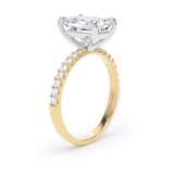 Goldsmiths 18ct Yellow Gold and Platinum 2.70cttw Radiant Cut Lab Grown Diamond Set Shoulder Solitaire Engagement Ring - Ring Size O.5