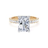 Goldsmiths 18ct Yellow Gold and Platinum 3.25cttw Radiant Cut Lab Grown Diamond Set Shoulder Solitaire Engagement Ring - Ring Size I