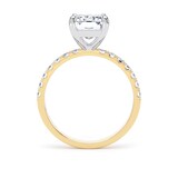 Goldsmiths 18ct Yellow Gold and Platinum 3.25cttw Radiant Cut Lab Grown Diamond Set Shoulder Solitaire Engagement Ring - Ring Size I