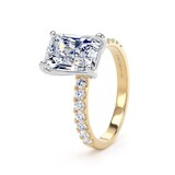 Goldsmiths 18ct Yellow Gold and Platinum 3.25cttw Radiant Cut Lab Grown Diamond Set Shoulder Solitaire Engagement Ring - Ring Size I