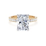 Goldsmiths 18ct Yellow Gold and Platinum 4.25cttw Radiant Cut Lab Grown Diamond Set Shoulder Solitaire Engagement Ring - Ring Size F.5