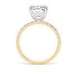 Goldsmiths 18ct Yellow Gold and Platinum 4.25cttw Radiant Cut Lab Grown Diamond Set Shoulder Solitaire Engagement Ring - Ring Size F.5