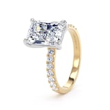 Goldsmiths 18ct Yellow Gold and Platinum 4.25cttw Radiant Cut Lab Grown Diamond Set Shoulder Solitaire Engagement Ring - Ring Size F.5