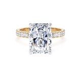 Goldsmiths 18ct Yellow Gold and Platinum 5.25cttw Radiant Cut Lab Grown Diamond Set Shoulder Solitaire Engagement Ring - Ring Size L.5