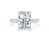Goldsmiths 18ct Yellow Gold and Platinum 5.25cttw Radiant Cut Lab Grown Diamond Set Shoulder Solitaire Engagement Ring - Ring Size L.5