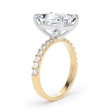 Goldsmiths 18ct Yellow Gold and Platinum 5.25cttw Radiant Cut Lab Grown Diamond Set Shoulder Solitaire Engagement Ring - Ring Size L.5