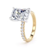 Goldsmiths 18ct Yellow Gold and Platinum 5.25cttw Radiant Cut Lab Grown Diamond Set Shoulder Solitaire Engagement Ring - Ring Size L.5