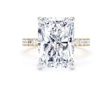 Goldsmiths 18ct Yellow Gold and Platinum 7.25cttw Radiant Cut Lab Grown Diamond Set Shoulder Solitaire Engagement Ring - Ring Size K.5