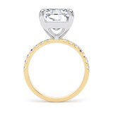 Goldsmiths 18ct Yellow Gold and Platinum 7.25cttw Radiant Cut Lab Grown Diamond Set Shoulder Solitaire Engagement Ring - Ring Size K.5