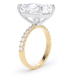 Goldsmiths 18ct Yellow Gold and Platinum 7.25cttw Radiant Cut Lab Grown Diamond Set Shoulder Solitaire Engagement Ring - Ring Size K.5
