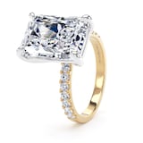 Goldsmiths 18ct Yellow Gold and Platinum 7.25cttw Radiant Cut Lab Grown Diamond Set Shoulder Solitaire Engagement Ring - Ring Size K.5