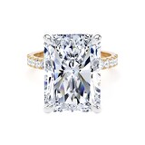 Goldsmiths 18ct Yellow Gold and Platinum 10.25cttw Radiant Cut Lab Grown Diamond Set Shoulder Solitaire Engagement Ring - Ring Size G