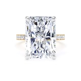 Goldsmiths 18ct Yellow Gold and Platinum 10.25cttw Radiant Cut Lab Grown Diamond Set Shoulder Solitaire Engagement Ring - Ring Size G