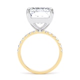 Goldsmiths 18ct Yellow Gold and Platinum 10.25cttw Radiant Cut Lab Grown Diamond Set Shoulder Solitaire Engagement Ring - Ring Size G