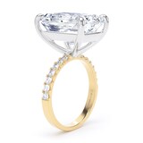 Goldsmiths 18ct Yellow Gold and Platinum 10.25cttw Radiant Cut Lab Grown Diamond Set Shoulder Solitaire Engagement Ring - Ring Size G