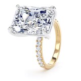Goldsmiths 18ct Yellow Gold and Platinum 10.25cttw Radiant Cut Lab Grown Diamond Set Shoulder Solitaire Engagement Ring - Ring Size G