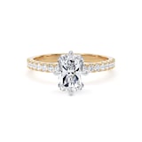 Goldsmiths 18ct Yellow Gold and Platinum Compass Set 1.70cttw Radiant Lab Grown Diamond Set Shoulder Solitaire Engagement Ring - Ring Size G