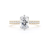 Goldsmiths 18ct Yellow Gold and Platinum Compass Set 1.70cttw Radiant Lab Grown Diamond Set Shoulder Solitaire Engagement Ring - Ring Size G