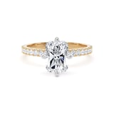 Goldsmiths 18ct Yellow Gold and Platinum Compass Set 2.20cttw Radiant Lab Grown Diamond Set Shoulder Solitaire Engagement Ring - Ring Size F.5