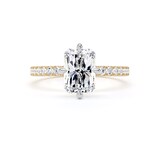 Goldsmiths 18ct Yellow Gold and Platinum Compass Set 2.20cttw Radiant Lab Grown Diamond Set Shoulder Solitaire Engagement Ring - Ring Size F.5