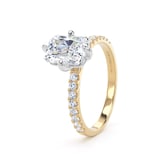 Goldsmiths 18ct Yellow Gold and Platinum Compass Set 2.20cttw Radiant Lab Grown Diamond Set Shoulder Solitaire Engagement Ring - Ring Size F.5