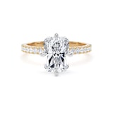 Goldsmiths 18ct Yellow Gold and Platinum Compass Set 2.70cttw Radiant Lab Grown Diamond Set Shoulder Solitaire Engagement Ring - Ring Size F