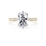 Goldsmiths 18ct Yellow Gold and Platinum Compass Set 2.70cttw Radiant Lab Grown Diamond Set Shoulder Solitaire Engagement Ring - Ring Size F