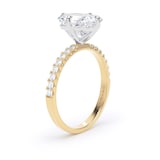 Goldsmiths 18ct Yellow Gold and Platinum Compass Set 2.70cttw Radiant Lab Grown Diamond Set Shoulder Solitaire Engagement Ring - Ring Size F